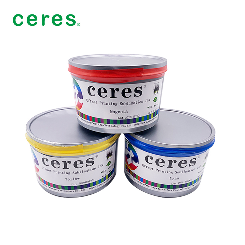 オフセット印刷用マゼンタ昇華インク、転写温度180～220度、70～110グラムの紙重量、色差小