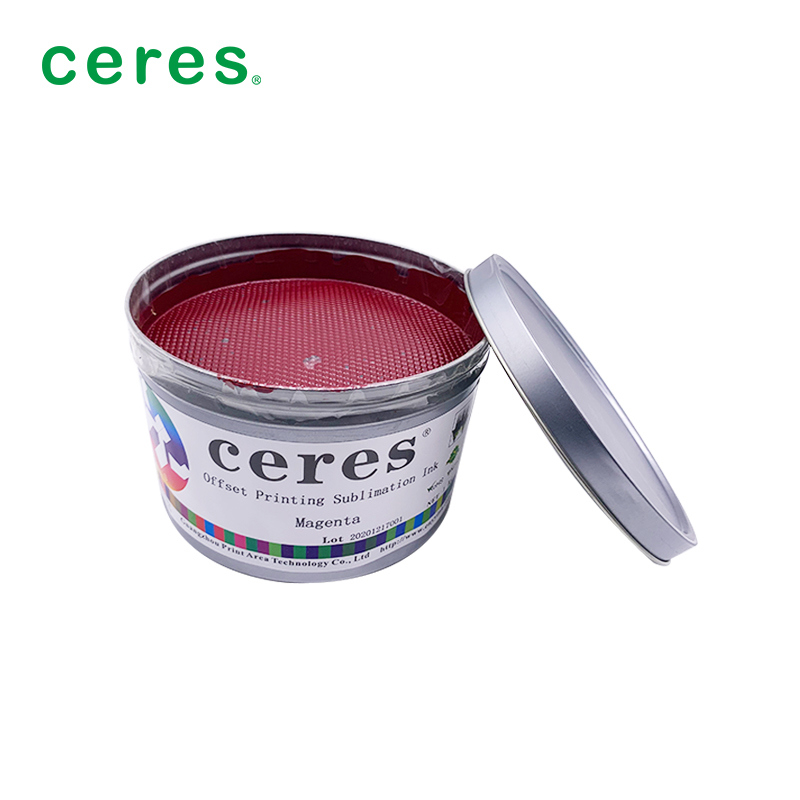 オフセット印刷用マゼンタ昇華インク、転写温度180～220度、70～110グラムの紙重量、色差小