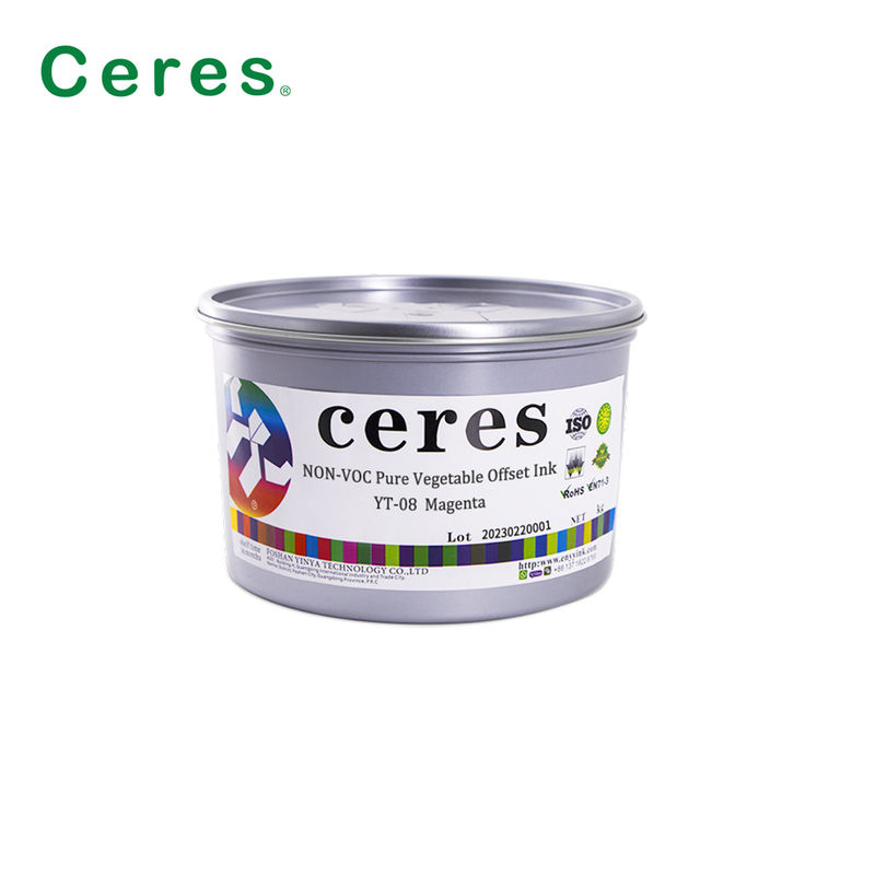 Ceres YT-08 純植物系CMYKオフセット印刷インク - 紙と炭素包装用環境に優しい高光彩インク
