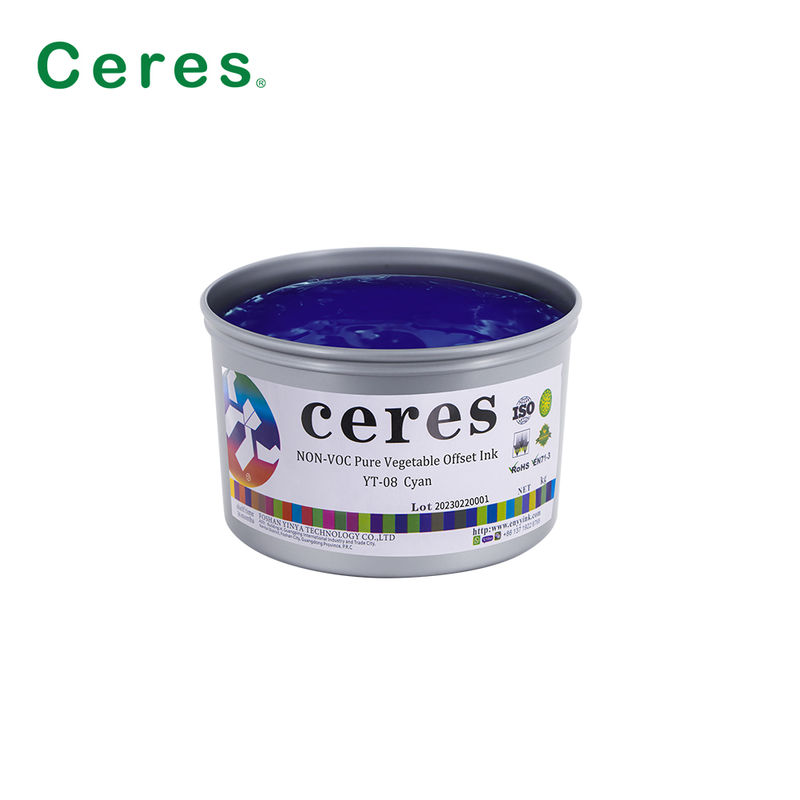 Ceres YT-08 純植物系CMYKオフセット印刷インク - 紙と炭素包装用環境に優しい高光彩インク