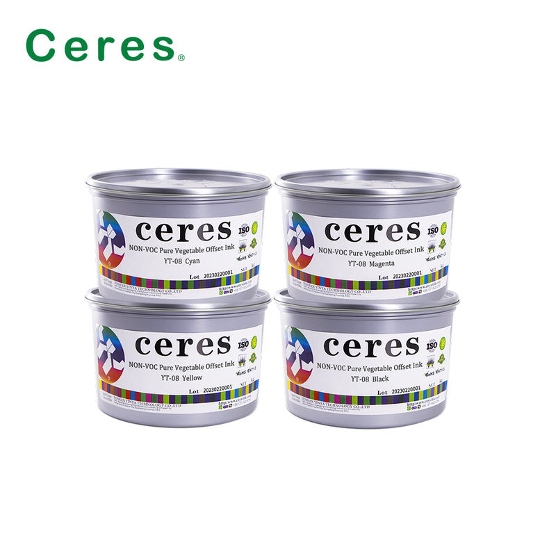 Ceres YT-08 純植物系CMYKオフセット印刷インク - 紙と炭素包装用環境に優しい高光彩インク